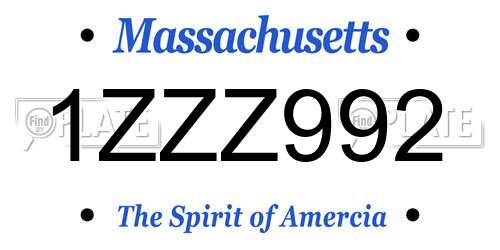 1ZZZ992 Massachusetts License Plate