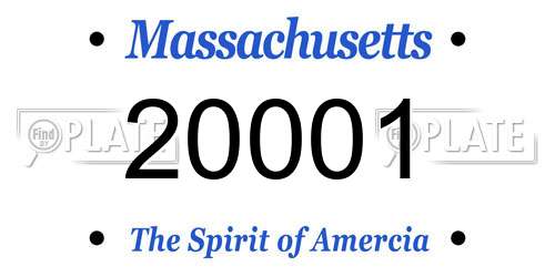 20001 Massachusetts License Plate