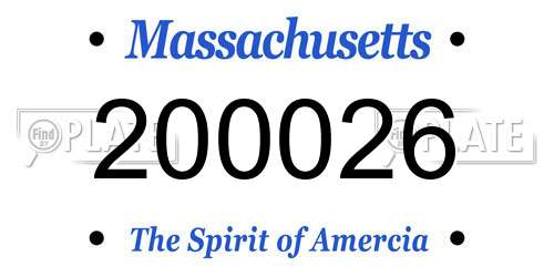 200026 Massachusetts License Plate