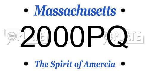 2000PQ Massachusetts License Plate