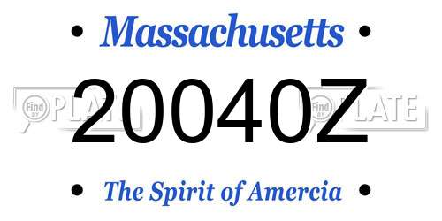 20040Z Massachusetts License Plate