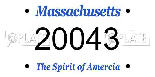 20043 Massachusetts License Plate