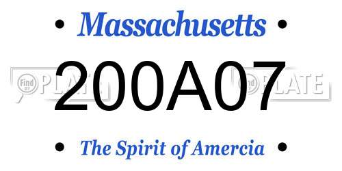 200A07 Massachusetts License Plate