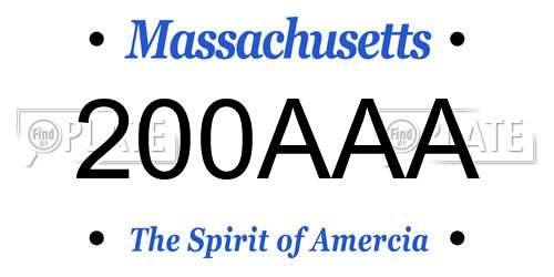 200AAA Massachusetts License Plate