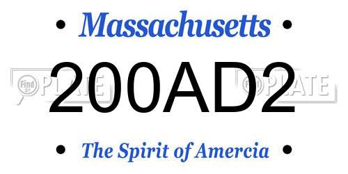 200AD2 Massachusetts License Plate