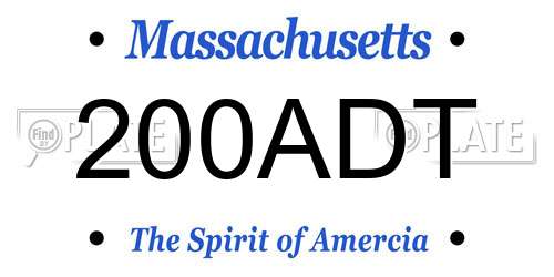 200ADT Massachusetts License Plate