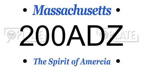 200ADZ Massachusetts License Plate