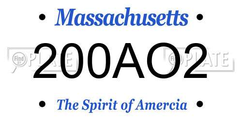 200AO2 Massachusetts License Plate