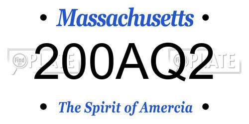 200AQ2 Massachusetts License Plate