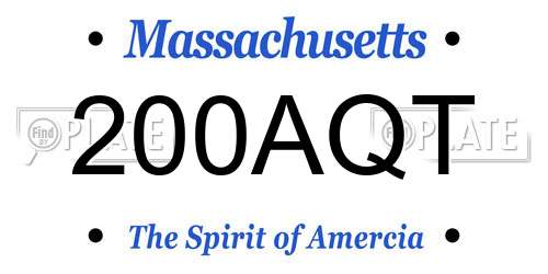 200AQT Massachusetts License Plate