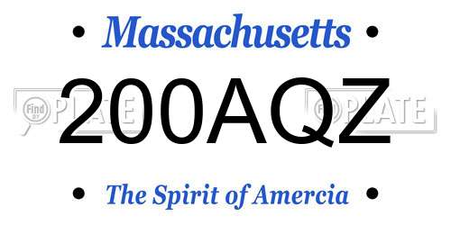 200AQZ Massachusetts License Plate