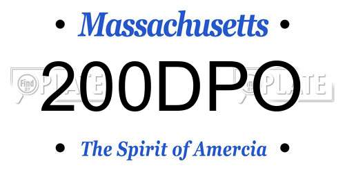200DPO Massachusetts License Plate
