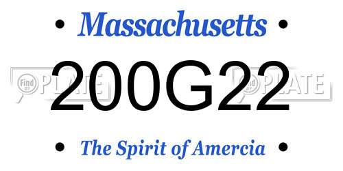200G22 Massachusetts License Plate