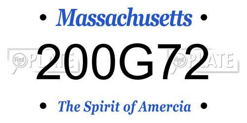 200G72 Massachusetts License Plate