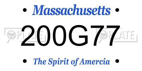 200G77 Massachusetts License Plate