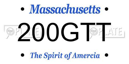 200GTT Massachusetts License Plate