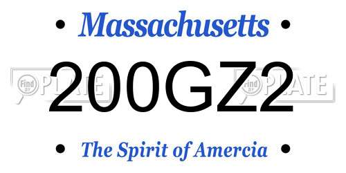 200GZ2 Massachusetts License Plate