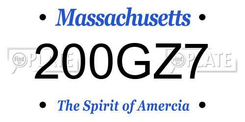 200GZ7 Massachusetts License Plate