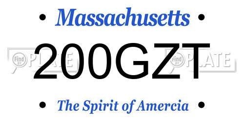 200GZT Massachusetts License Plate