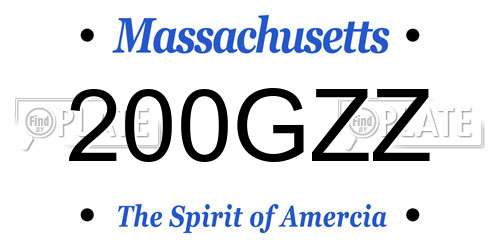 200GZZ Massachusetts License Plate