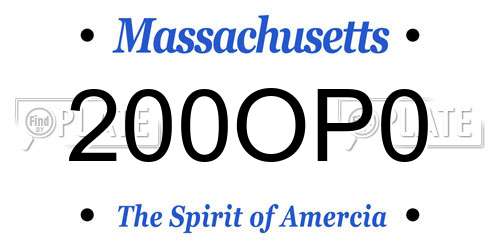 200OP0 Massachusetts License Plate