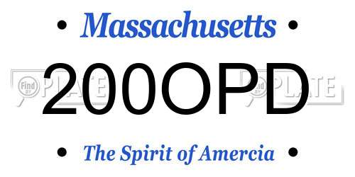 200OPD Massachusetts License Plate