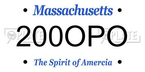 200OPO Massachusetts License Plate