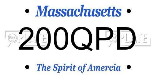 200QPD Massachusetts License Plate