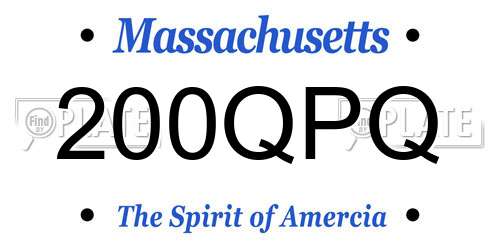 200QPQ Massachusetts License Plate