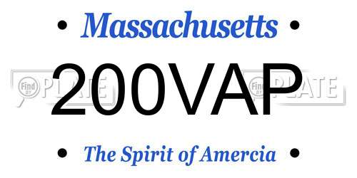 200VAP Massachusetts License Plate