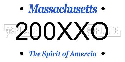 200XXO Massachusetts License Plate