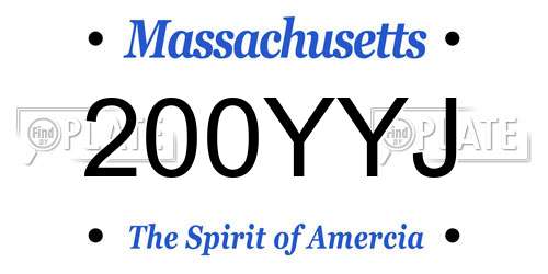 200YYJ Massachusetts License Plate