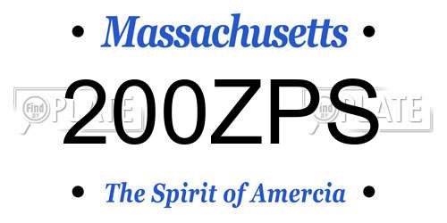 200ZPS Massachusetts License Plate