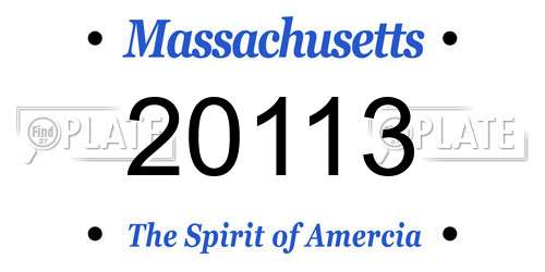 20113 Massachusetts License Plate