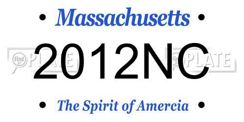 2012NC Massachusetts License Plate