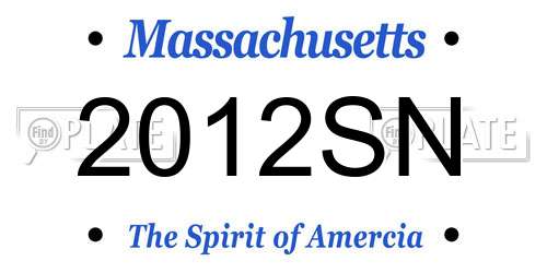 2012SN Massachusetts License Plate