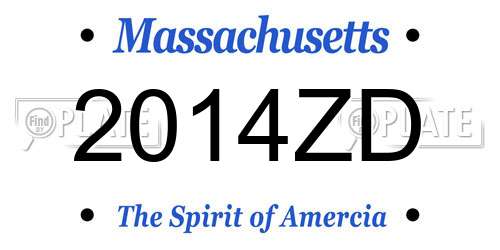 2014ZD Massachusetts License Plate