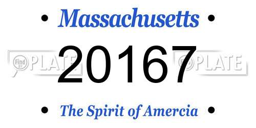 20167 Massachusetts License Plate