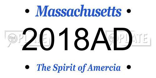 2018AD Massachusetts License Plate