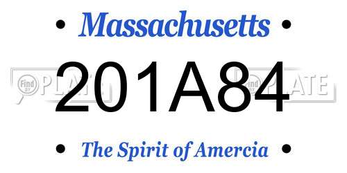 201A84 Massachusetts License Plate