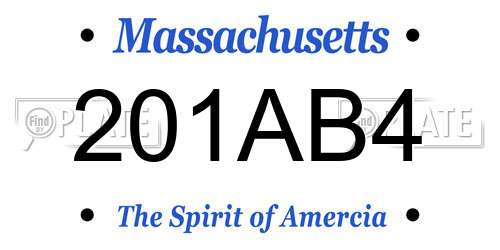 201AB4 Massachusetts License Plate