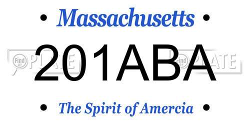 201ABA Massachusetts License Plate