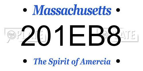 201EB8 Massachusetts License Plate