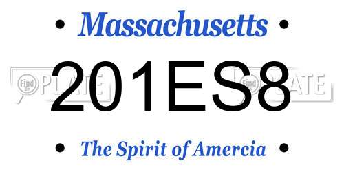 201ES8 Massachusetts License Plate