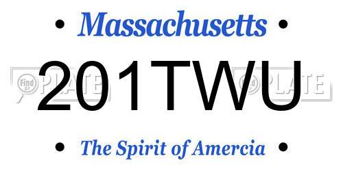 201TWU Massachusetts License Plate