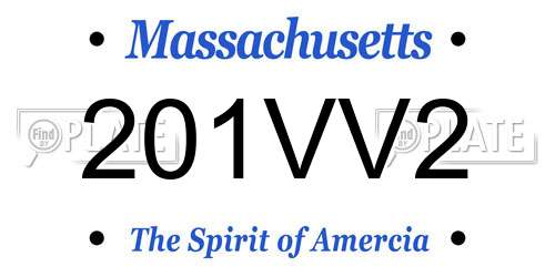 201VV2 Massachusetts License Plate