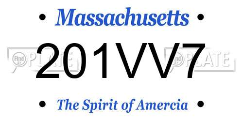 201VV7 Massachusetts License Plate