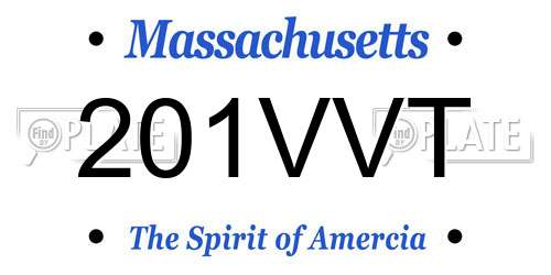 201VVT Massachusetts License Plate