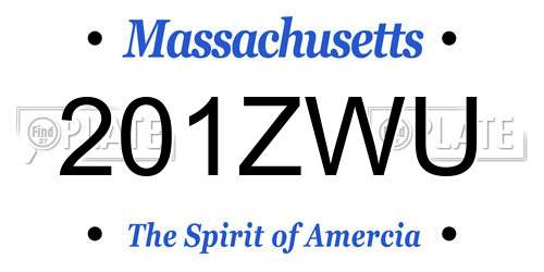 201ZWU Massachusetts License Plate