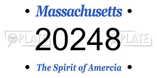 20248 Massachusetts License Plate